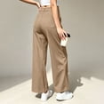thumbnail image 4 of BRELIL Women's High Waisted Wide Leg Trousers with Pockets Casual Streetwear Long Pants Baggy Loose Fashion Outfits Solid Workout Palazzo, Khaki S, 4 of 6
