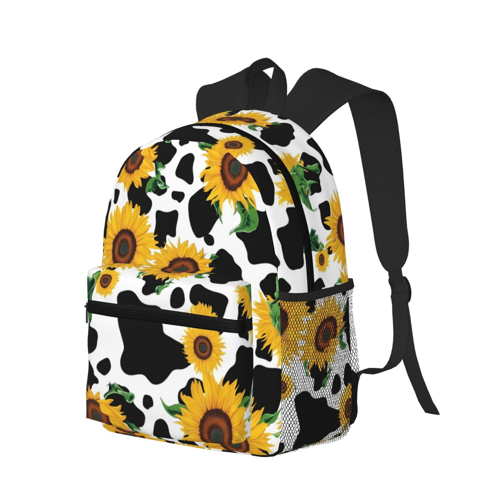 Picia Cute Cow Print Sunflower D Large Capacity Backpack Classic Style Backpack Casual Backpack Water-Resistant School Work Travel Outdoor Backpack
