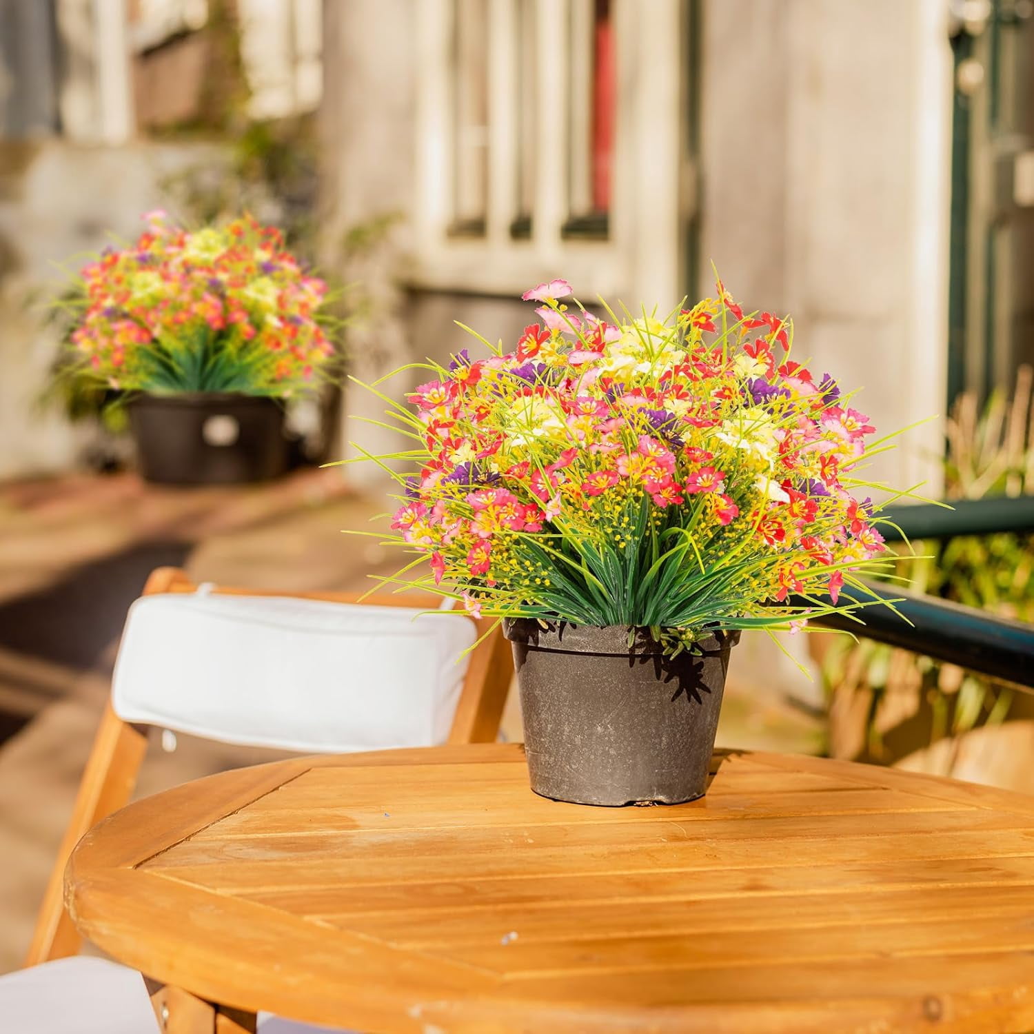 Artificial Flowers Outdoor No Fade UV Resistant Fake Plastic Flowers Faux Plants for Garden Patio Porch Window Box Home Wedding Farmhouse Hanging Décor