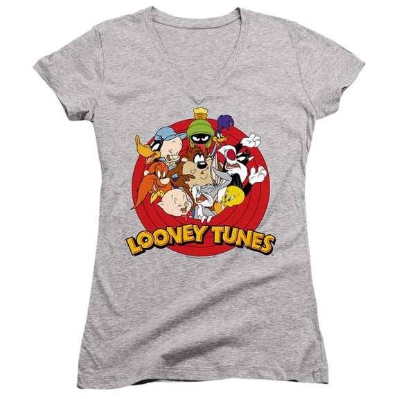 Looney Tunes Smaller Group Junior Women's T-Shirt V-Neck Athletic Heather