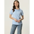 thumbnail image 2 of DARING DIVA Short Sleeve Casual Checked Top S Blue, 2 of 6