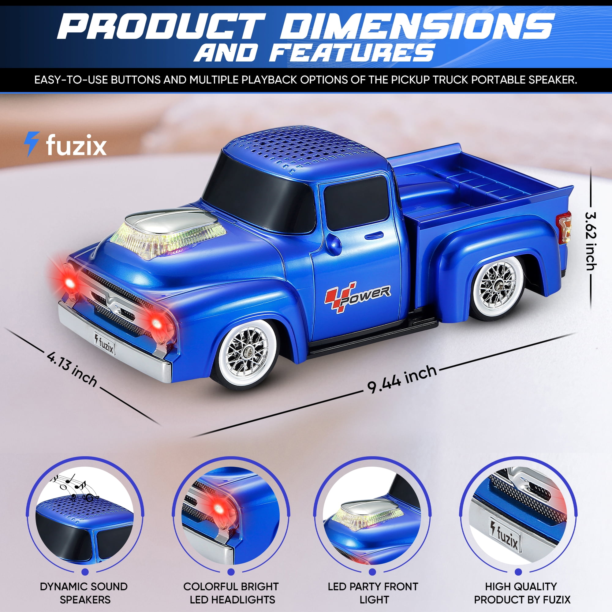 Fuzix WS-538 Car Bluetooth Portable Speaker with LED AUX USB FM Rechargeable