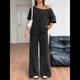 thumbnail image 4 of Conjunto de Dos Piezas para Mujer, Ideal para Viajes, Vacaciones, Cómodo, de Pierna , para el Aeropuerto Negro L, 4 of 9