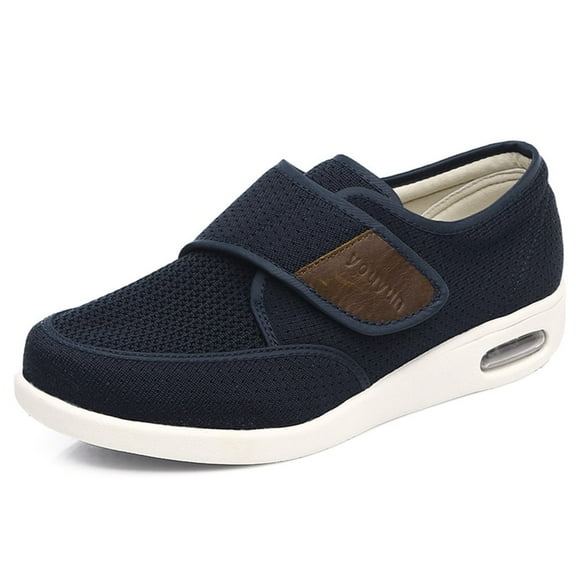 YOURDIARY Men's Wide Width Shoes Adjustable Lightweight for Diabetic Edema Plantar Swollen Shoes, Blue 8.5