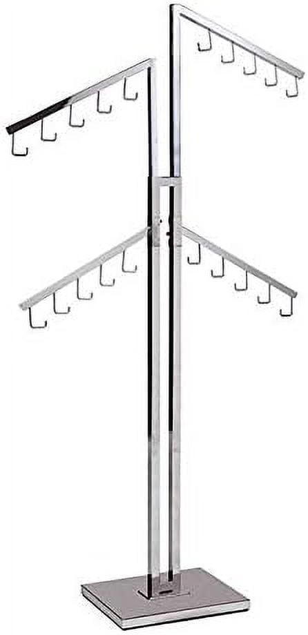 Only Hangers Four Arm Chrome Handbag Rack with Adjustable Height J-Hook Arms - Available in Black and Chrome (CHROME)