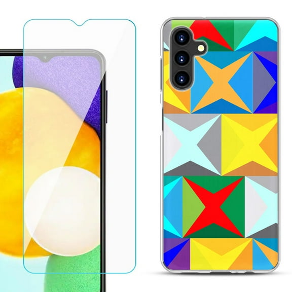 Slim-Fit TPU Fashion Phone Case for Samsung Galaxy A13 5G, with Tempered Glass Screen Protector, by OneToughShield ® - Abstract Color