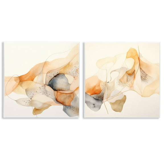 Stupell Industries Abstract Peach Watercolor Shapes Abstract Painting Unframed Art Print Wall Art, 12 x 12, Set of 2