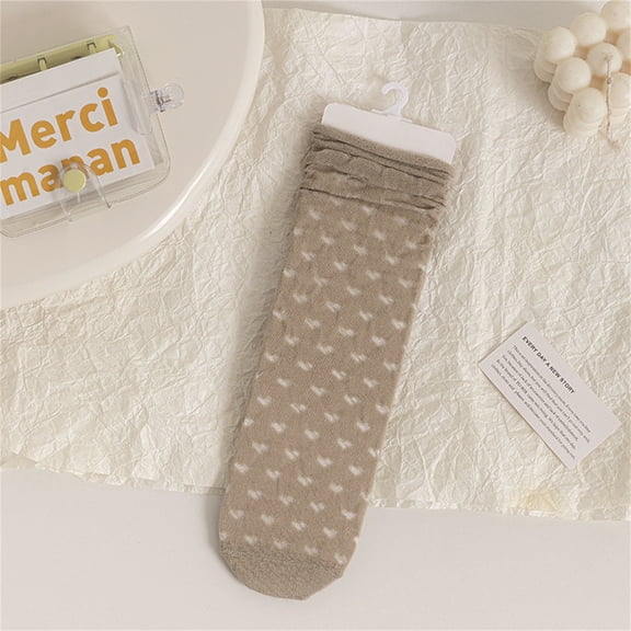 Wuxian Socks For Women Spring Summer Lace Mesh Crew Socks Rolled Hem Slouch Socks Thin Soft Comfy Casual Breathable Socks,Army Green,One Size