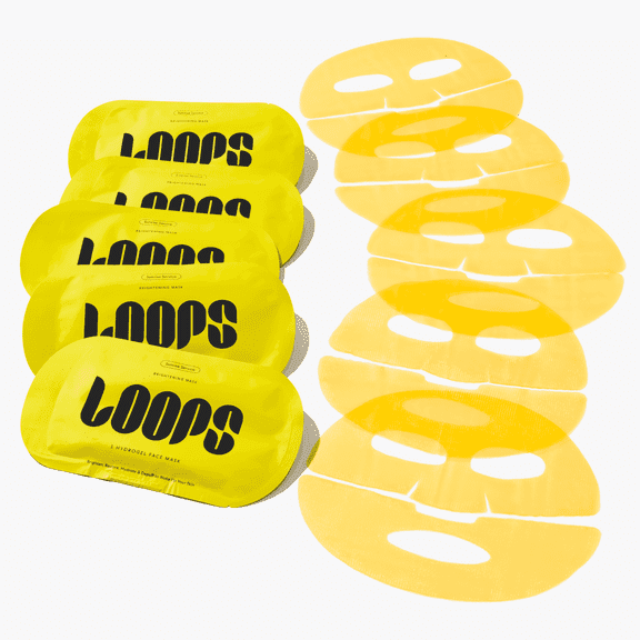 LOOPS Sunrise Service Brightening Hydrogel Face Mask | Depuffing & Energizing | 5 Pack