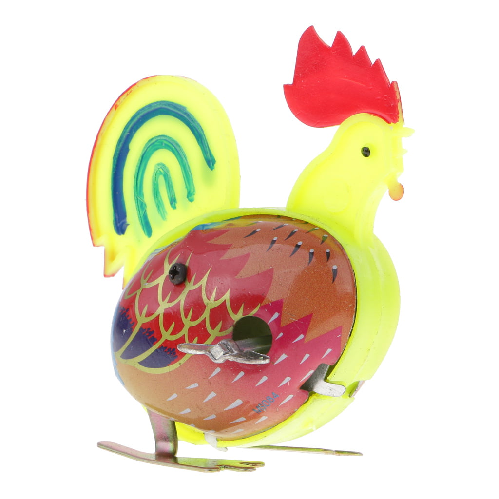 1 pc Metal Cock Clockwork Toy Retro Wind Up Jumping Rooster Toy Tin Chicken Toy Collection for Kids Birthday Gift