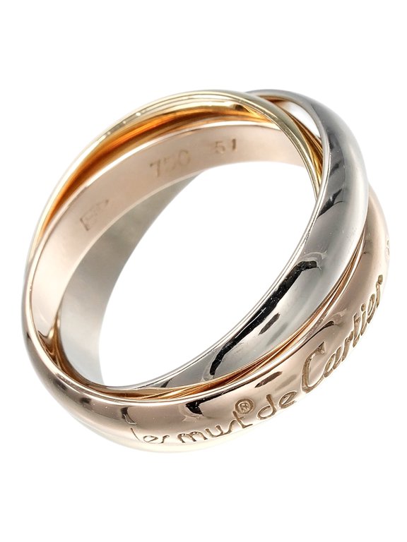 Pre-Owned Cartier Trinity Ring, Size 10.5, 3.4mm Band, 18K Gold (YG, PG, WG), Approx. 7.45g