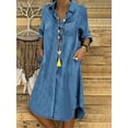 thumbnail image 2 of Women Stylish Fashioned Cowboy Midi Dress with Pockets, 2 of 2