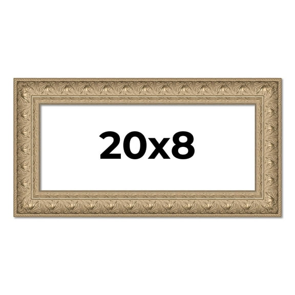 20x8 Frame Ornate Silver Beaded Solid Wood Picture Frame Width 2.5 Inches | Interior Depth 1 Inches