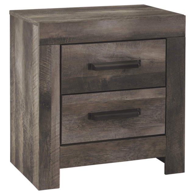 Signature Design by Ashley Wynnlow Rustic 2 Drawer Two Drawer Nightstand, Weathered Gray