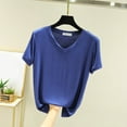thumbnail image 4 of ZyeKqe Womens Pajamas Tops Short Sleeve Shirts Casual V Neck T Shirts Loose Fitted Pjs Top Loungewear, 4 of 6