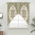 thumbnail image 2 of Swag Valance Curtains for Windows, Sage Green Light Filtering Kitchen Curtains with Rod Pocket, Southwest Tribal Antique Boho-Chic Country Window Treatment Valances for Living Room, 36x36 - 2 PCS, 2 of 9