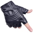 thumbnail image 1 of Mens Fingerless Leather Gloves Warm Half Finger Gloves With Thin Inner Fleece, 1 of 3