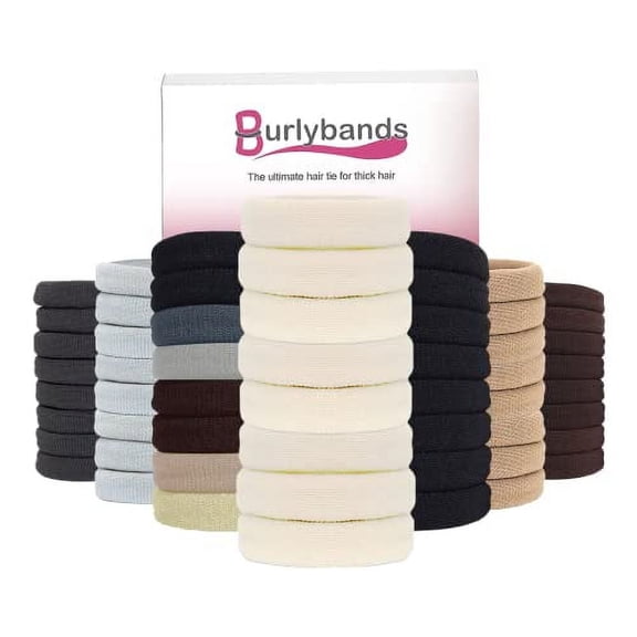 Burlybands Large Hair Ties for Thick Heavy or Curly Hair. No Slip No Damage Seamless Ponytail Holders Scrunchies Sports Thick Hair Ties. Women's Hair Elastics-Bands (Blonde 8 Pcs)