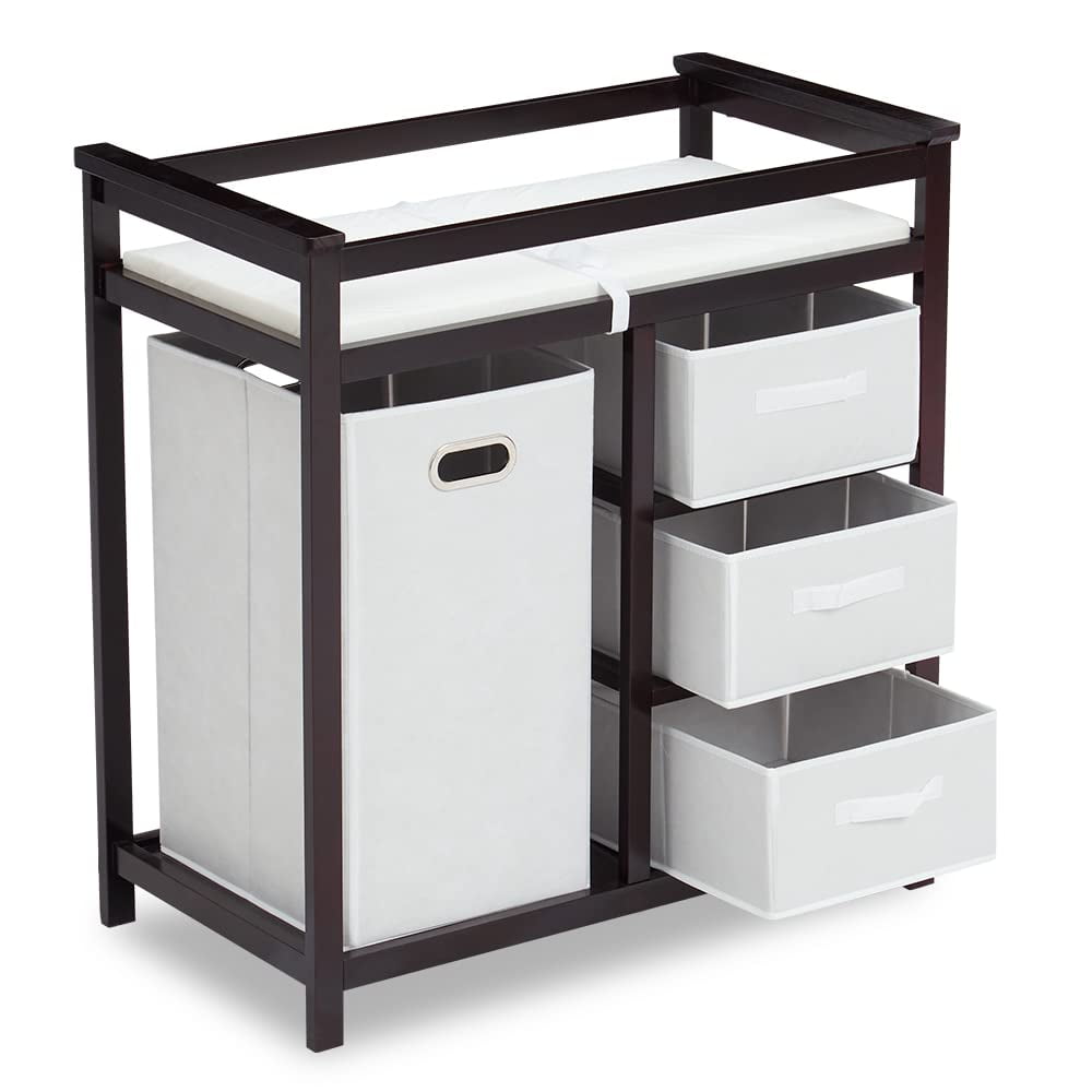 Harriet Bee Degraff Deluxe Sleigh Style White Hamper Changing Table