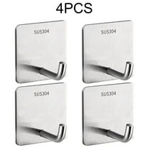 No Drilling Required Heavy Duty Adhesive Hooks Stainless Steel 4PCS Pack
