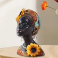 thumbnail image 2 of Estatua de mujer africana, estatua africana de resina, escultura artística femenina, figura de mujer africana de girasol para estantería de chimenea, 2 of 6