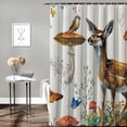 thumbnail image 2 of JEUXUS Shower Curtain Set Woodland Animal Deer Fox Peel and Stick Multiple Sizes White, 2 of 7