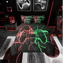 Erosebridal 3D Gamepad Bedding Queen Size, Cool Lightning Bed in a Bag Queen size, Teens Teenager Reversible Bed Set, Super Cozy Bedroom Decor, 7-Piece