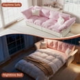 thumbnail image 4 of YWEN 74.8" Queen Pull Out Sofa Bed, Luxury Velvet Convertible Sleeper Sofa Couch Futon, Comfy Cloud Futon Bed Pull Out Couches,Velvet Loveseat Couch for Living Room (Pink, 74.8''), 4 of 18