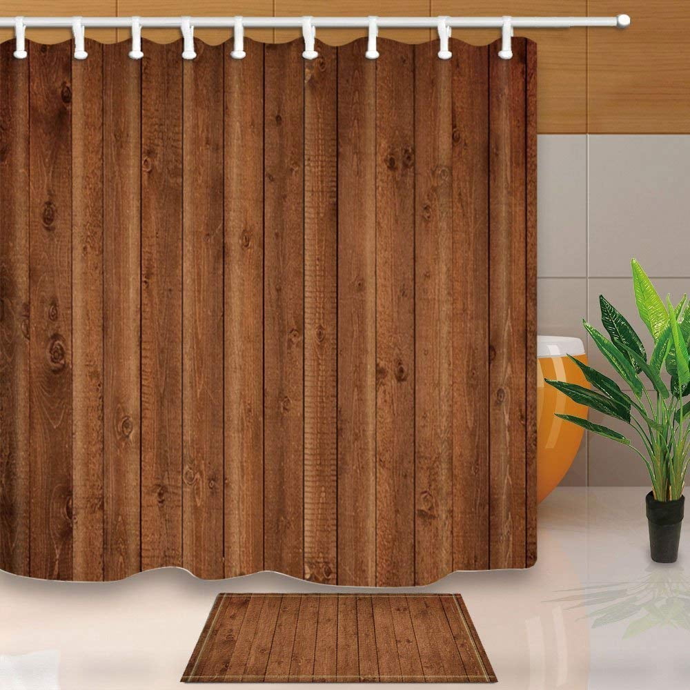ARTJIA Wooden Timber Wood Plank Home Decor Shower Curtain 66x72 inches