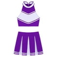 thumbnail image 5 of iixpin Womens Cheer Leader Outfit Crop Top with Pleated Mini Skirt Cheerleading Uniform Dancewear Purple XXL, 5 of 7
