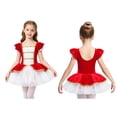 thumbnail image 2 of Aislor Girls Ruffles Sleeve Tutu Xmas Dance Dress Miss Santa Cosplay Gown Red 4, 2 of 7