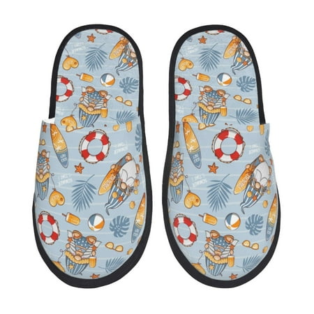 Balery Summer Time With Gnome Slient Indoor Furry Fleece Comfort House Shoes Soft Non-Slip Home Shoes Cotton slippers House Slippers-- Medium