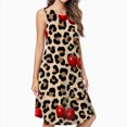 thumbnail image 2 of Cherries Leopard Print Background Pattern Casual Sleeveless Loose Sundress Dress For Women Summer Dress Daily Woman, 2 of 4