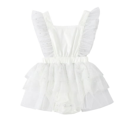 

aturustex Baby Girls Tutu Romper Toddlers Sequined Mesh Sleeveless Cake Layered Tulle Dress Jumpsuit (3-24 Months)