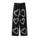 thumbnail image 2 of Gibobby Jeans pantalones de mujer Mujer Casual Heart Prints Street Loose Cargo Pantalones Bolsillos Jeans Pantalones(Negro,CH), 2 of 5
