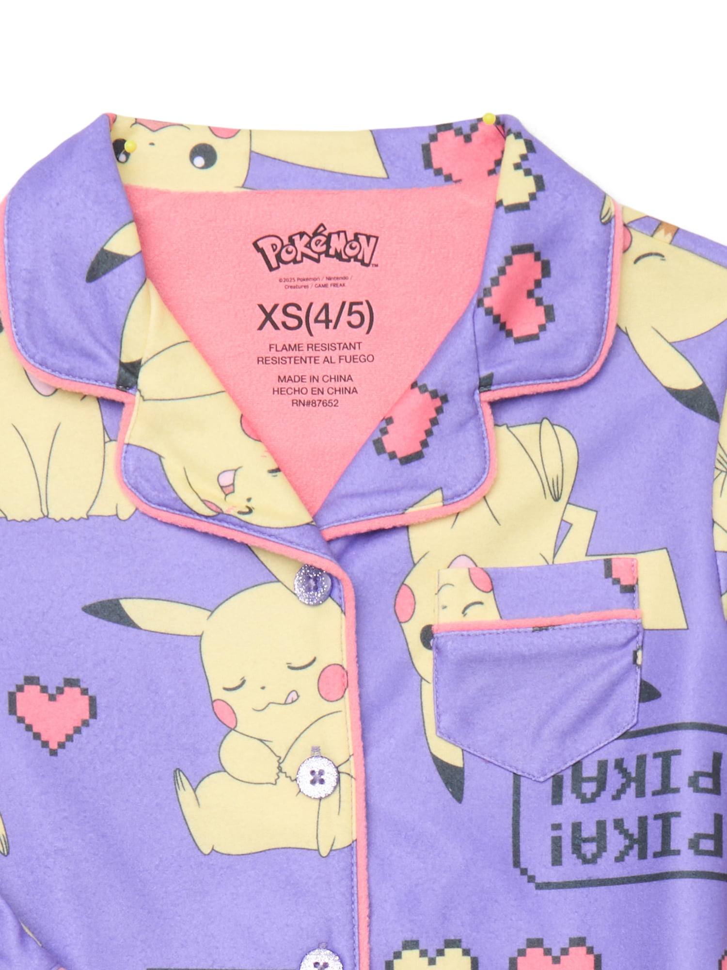 Pokemon Girls Long Sleeve Coat and Shorts Pajama Set, 2-Piece, Sizes 4-16