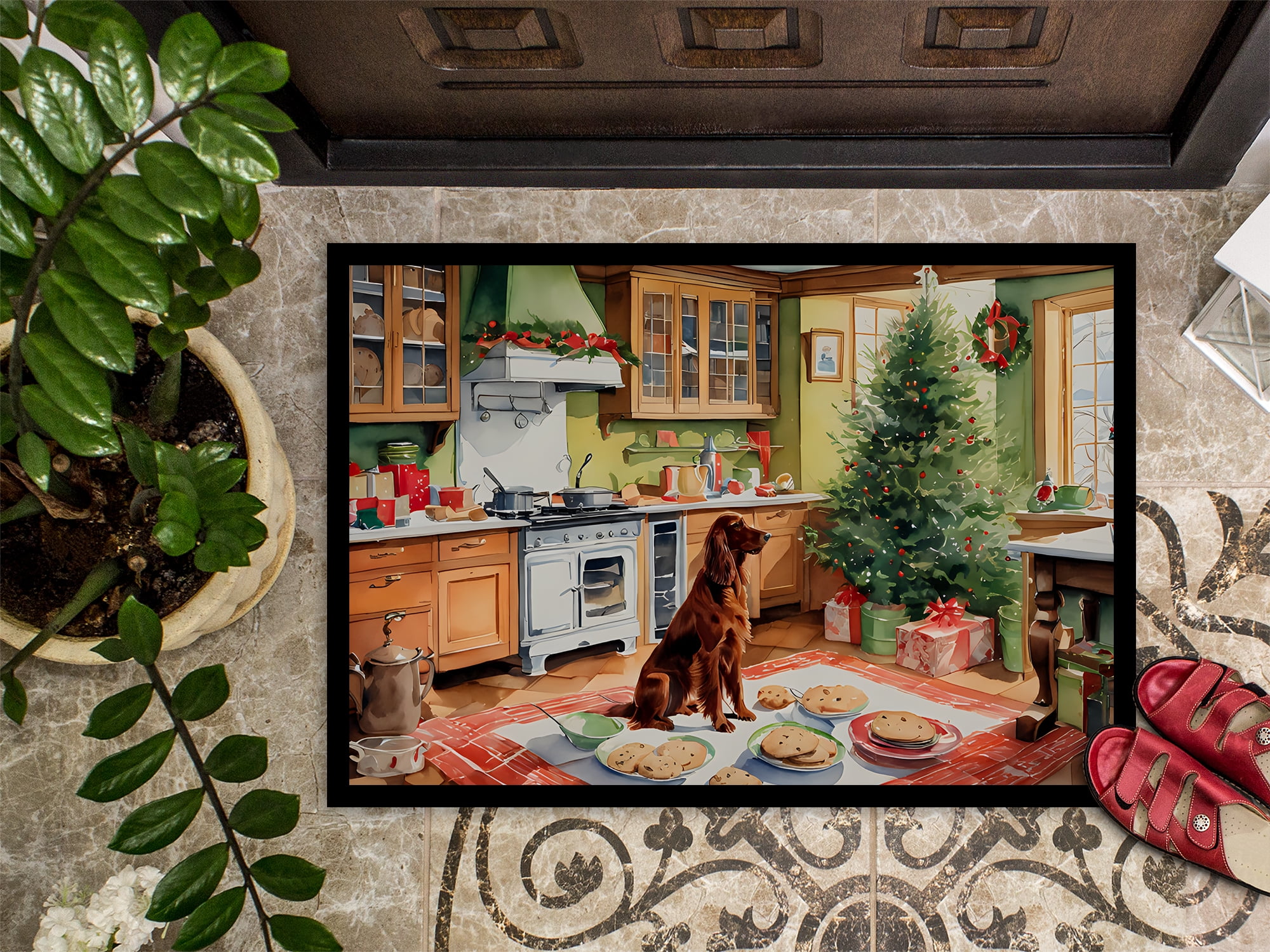 Carolines Treasures DAC3816MAT 18 x 27 in.  Irish Setter Christmas Cookies Doormat