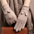 thumbnail image 3 of Womens Winter Suede Gloves With Touch Screen Texting Finger Wool Lined Windproof Warm Fashion Dress Gloves, 3 of 7