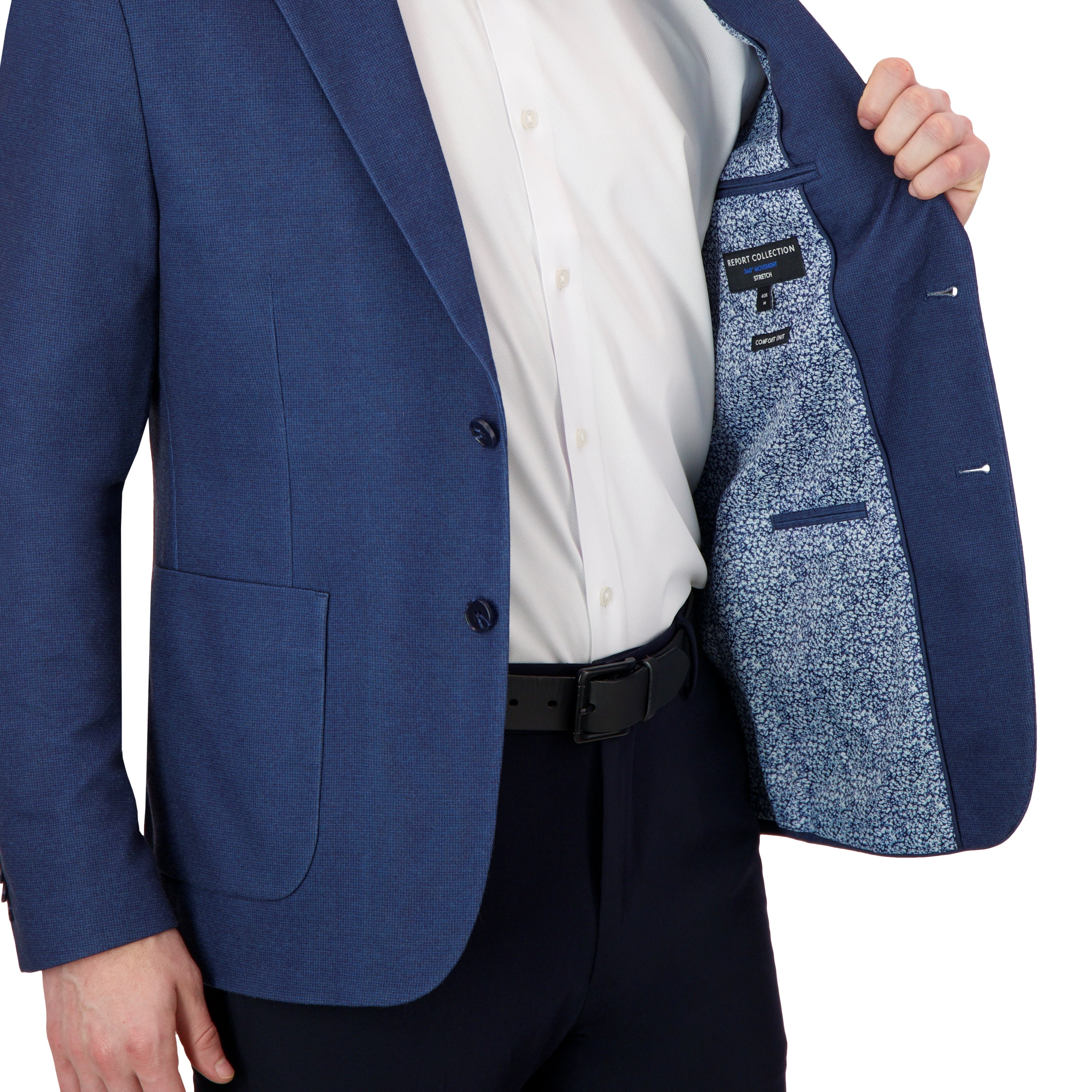Report Collection Notch Collar Fully Lined Patch Pocket Knit Men's Jacket