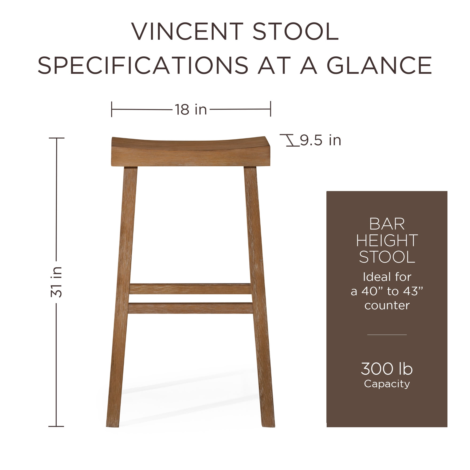 Open Box Maven Lane Wooden Rustic Aesthetic Bar Stool, Antiqued Finish