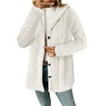 thumbnail image 5 of Fanxing Plus Size Fuzzy Coats for Women Cozy Warm Fleece Hooded Jacket Casual Soft Button Down Teddy Sherpa Outerwear 5XL, 5 of 8