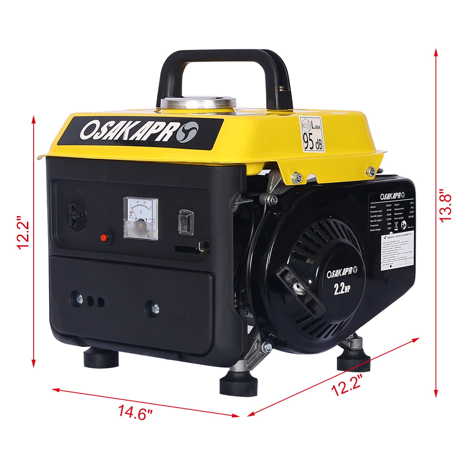 Portable Gas Powered Generator, 900W Peak, 800W Rated, Low Noise, Lightweight, EPA Compliant for Home, Camping, and Outdoor Use