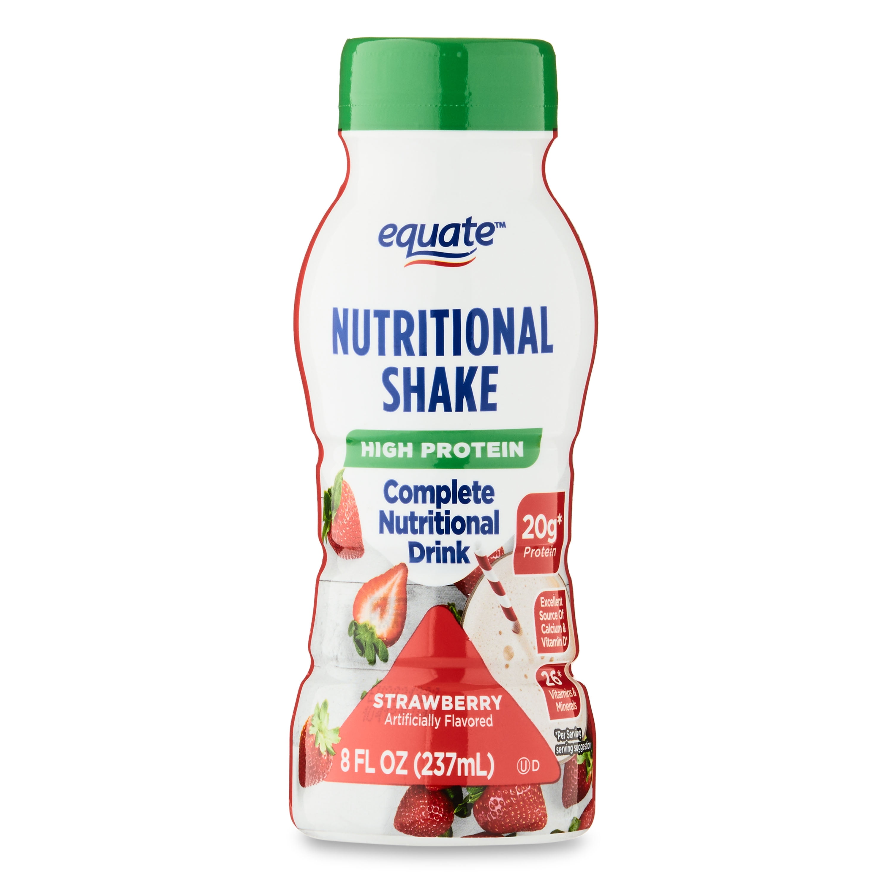 Equate High Protein Nutrition Shake, Strawberry, 8 fl oz, 6 Count