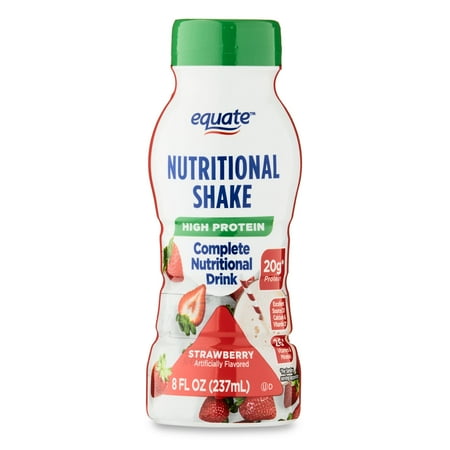 Equate High Protein Nutrition Shake, Strawberry, 8 fl oz, 6 Count