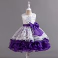 thumbnail image 4 of Girl Ruffle Tiered Tutu Gown Flower Girl‘s Sleeveless Lace Princess Dresses with Big Bowknot Party Ball Tulle Pageant Gowns for Wedding, Birthday, Christmas - 3-10T, 4 of 5