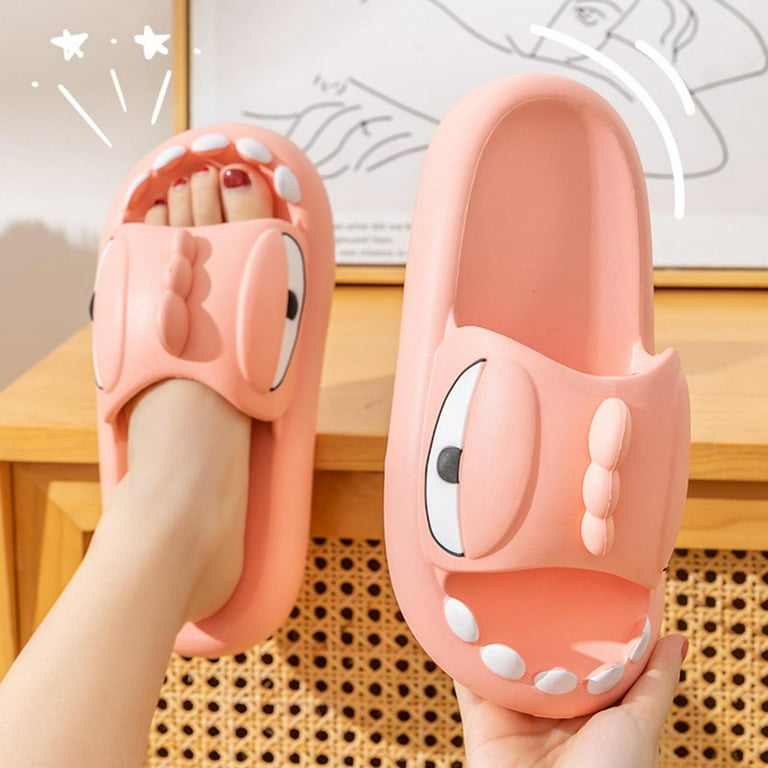 Pudcoco Cute Dinosaur Slippers Anti Slip Open Toe Slides Quick
