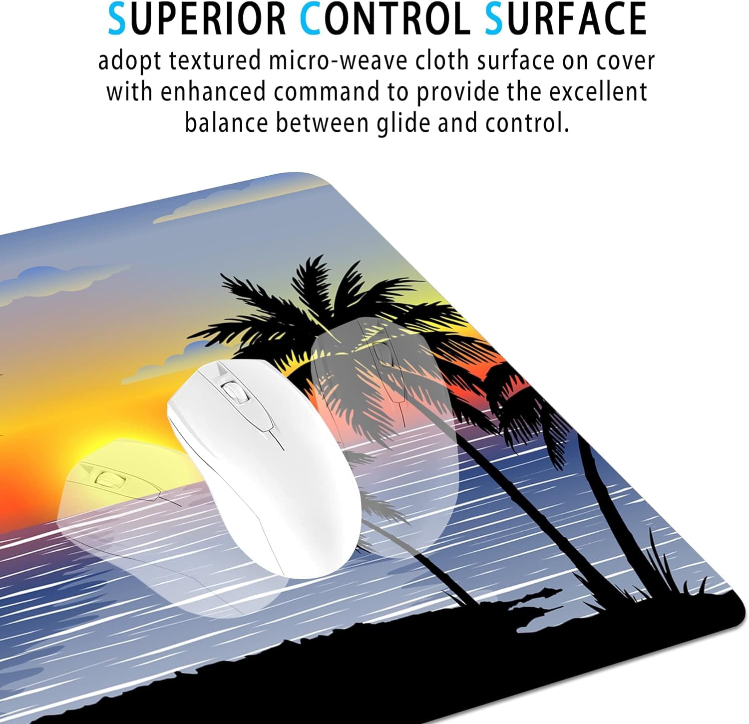 Tropical Palm Large Mouse Pad Desk Pad, Tropical Palm Trees Sunset Gaming Mouse Pad,Computer Desk Mat Keyboard with Non Slip Base for Home Office,Extended Large Size 31.5" X 15.7"