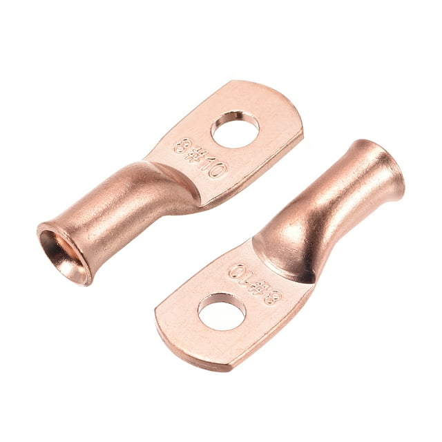 Unique Bargains Battery Cable Ends 8 AWG Tubular Ring Terminals Closed End Crimp Connectors Bare Copper Eyelet 10 Pcs
