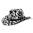 thumbnail image 5 of Patrón de vaca Sombrero de fieltro Sombrero de copa de vaquero occidental Sombrero de viaje al aire libre Sombrero de copa enrollable con etiqueta de vaca de metal JAMW Sencillez, 5 of 5