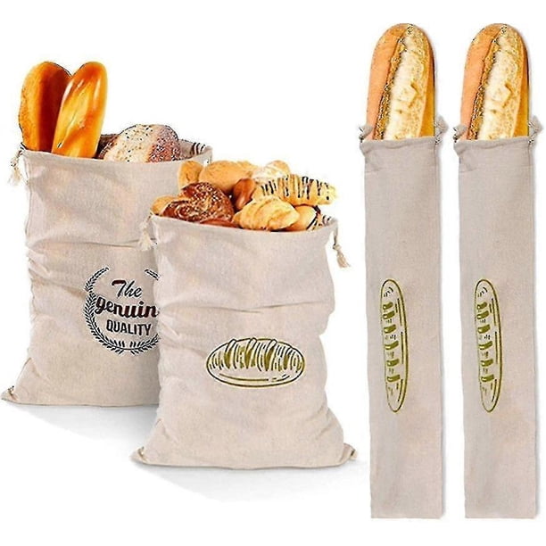 Bolsas de lino para pan, bolsas para mantener el pan fresco, transpirables, con cordón, para almacenar pan, naturales, sin blanquear, para pan casero artesanal.